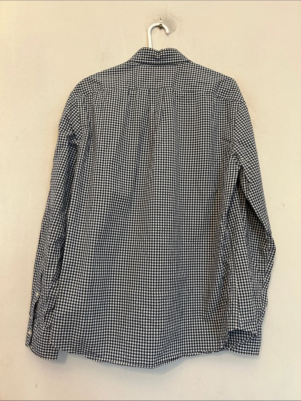 J Crew Classic Navy & White Gingham Button-Down Shirt Size M EUC
